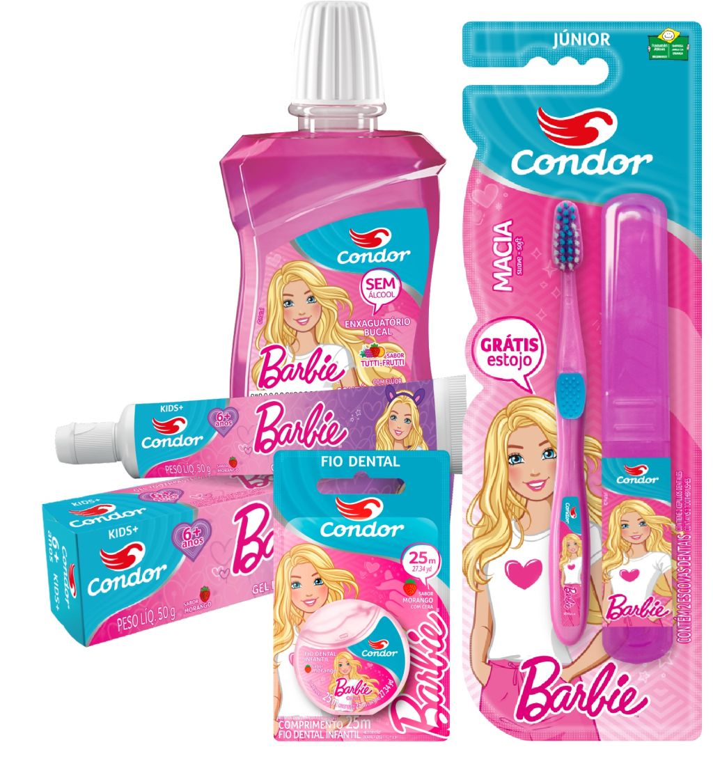 Condor apresenta linha de higiene bucal infantil inspirada na Barbie